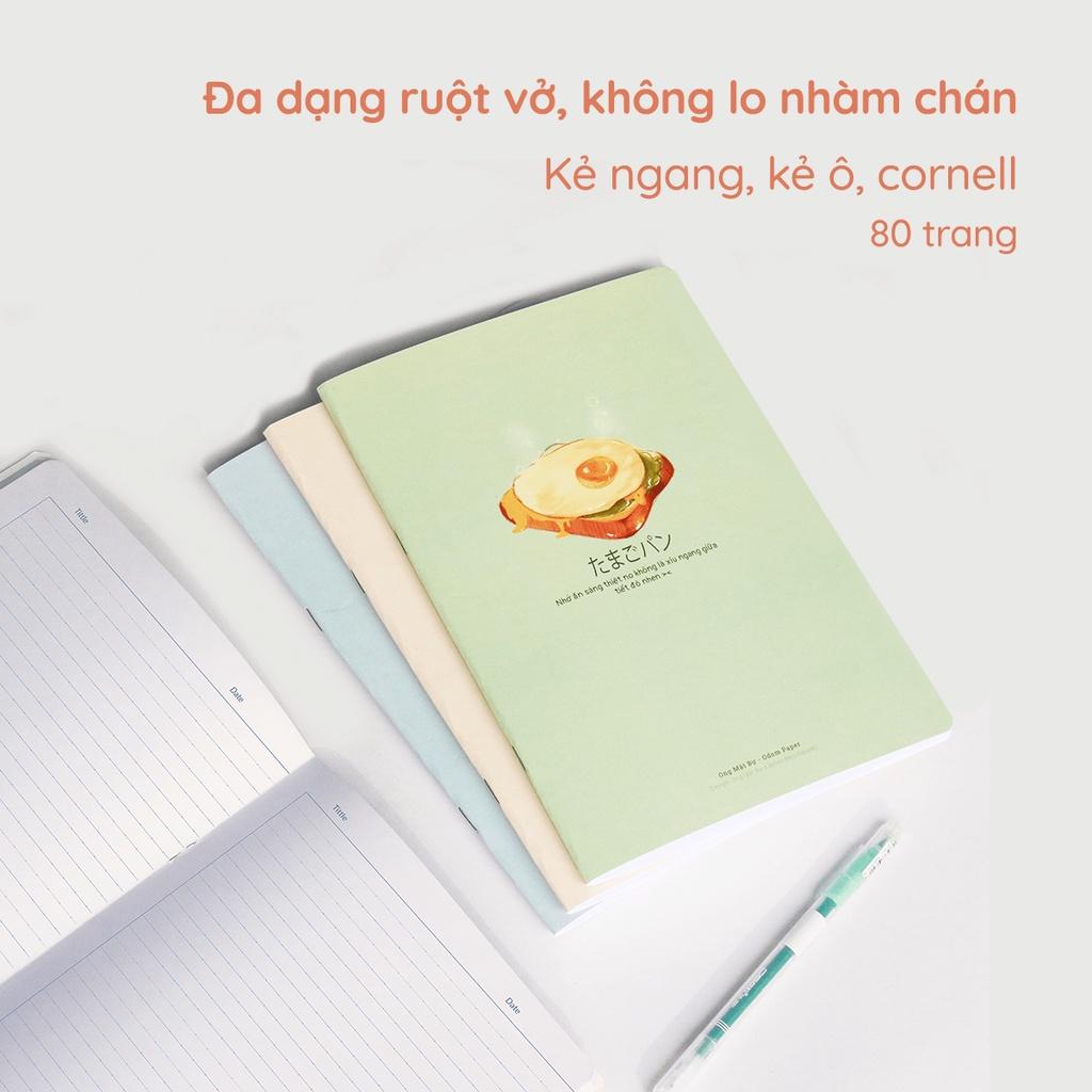 Vở ruột kẻ ô 100 Gsm - Đồ Ăn 80 Trang - Bìa Bánh Mì &amp; Trứng - Ong Mặt Bự