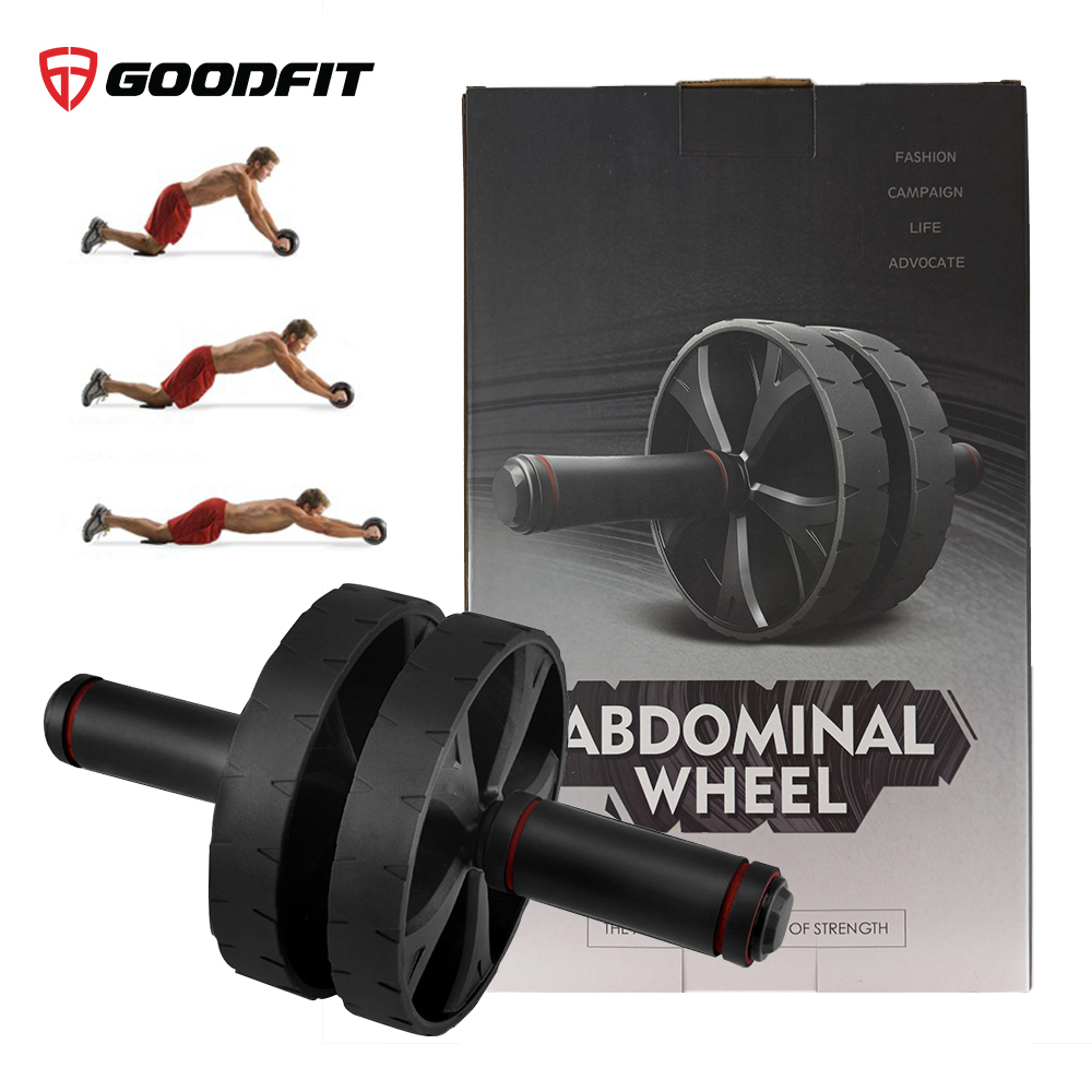 Con lăn tập bụng, con lăn tập cơ bụng 2 bánh GoodFit tay cầm lõi thép chịu tải 150kg, tập gym, tập thể dục tại nhà Goodfit GF602AB