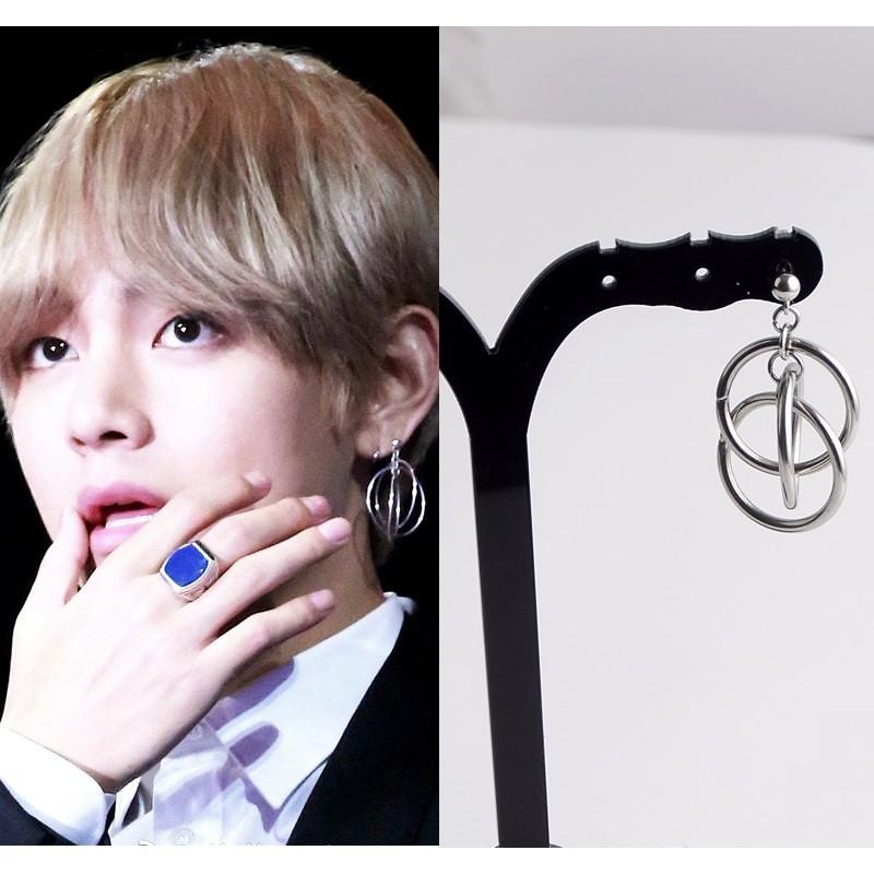 Bông tai idol nhiều vòng tròn phong cách unisex