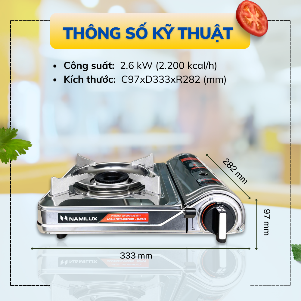Bếp Gas Mini Cao Cấp Ngắt Gas An Toàn 2S │Giải Pháp Chống Nổ Lon Gas│Công Suất 2.6 Kw (2.200 kcal/giờ)│Hàng Chính Hãng