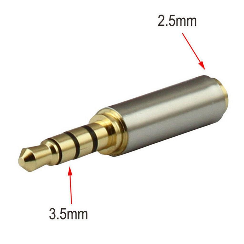 Gold Metal 3.5mm Male to 2.5mm Female Socket Headphone Mic Adapter Converter