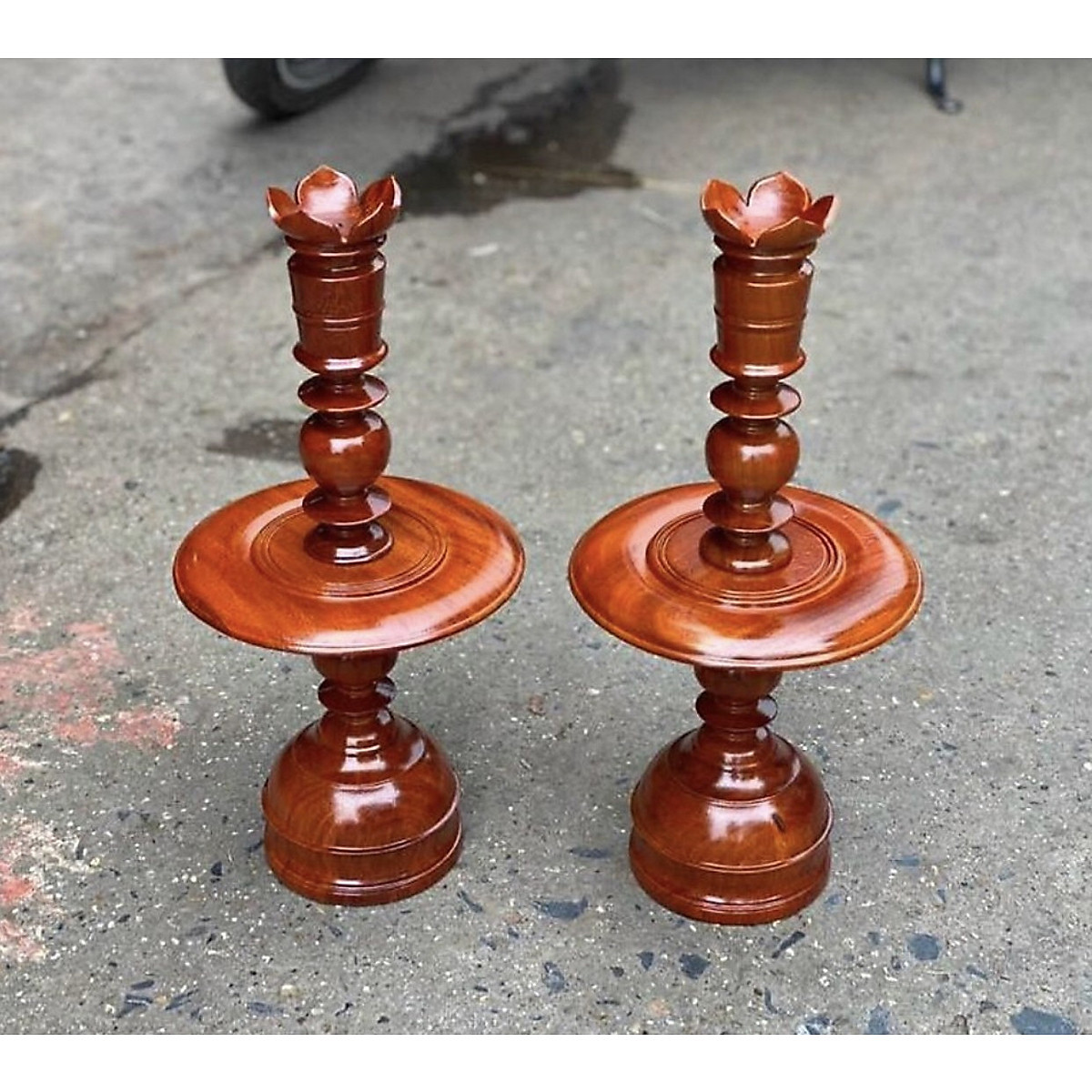 Căp Chân đế nến gỗ hương KH12703