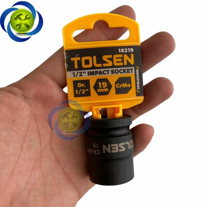 Tuýp 19mm 1/2 đen ngắn Tolsen 18219 loại 6 cạnh thép CR-MO
