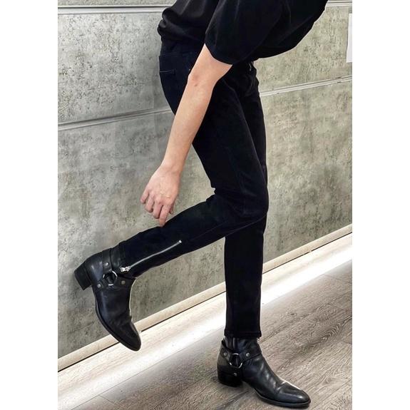 Quần jean nam khoá ống chân dáng slim fit ống côn, quần skinny nam zipper