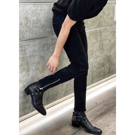 quần jean nam khoá ống chân dáng slim fit ống côn, quần skinny nam zipper