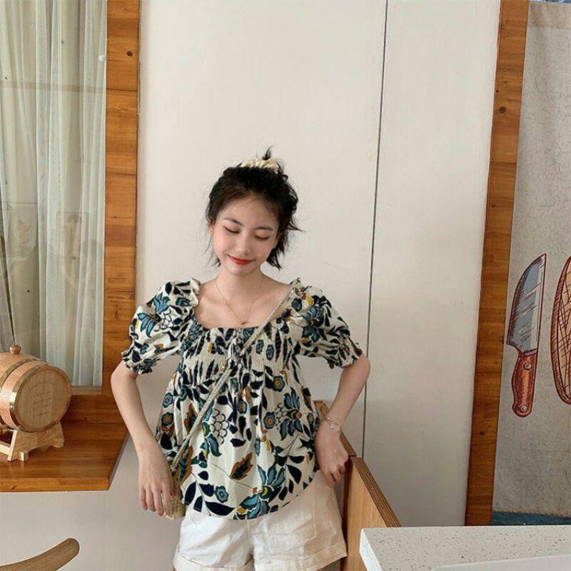 Áo sơ mi kiểu hoạ tiết babydoll siêu xinh