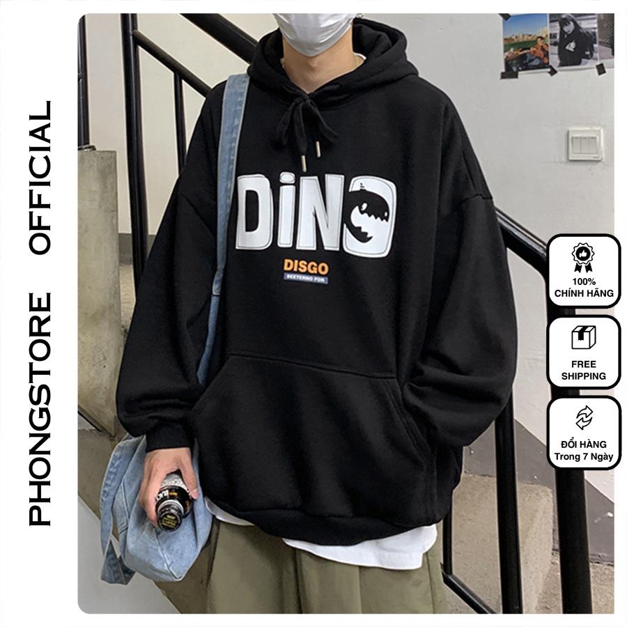 Áo mũ Hoodie Unisex Phong Boutique Dino form rộng 5 màu nỉ bông cặp đôi nam nữ Oversize Ulzzang thu đông