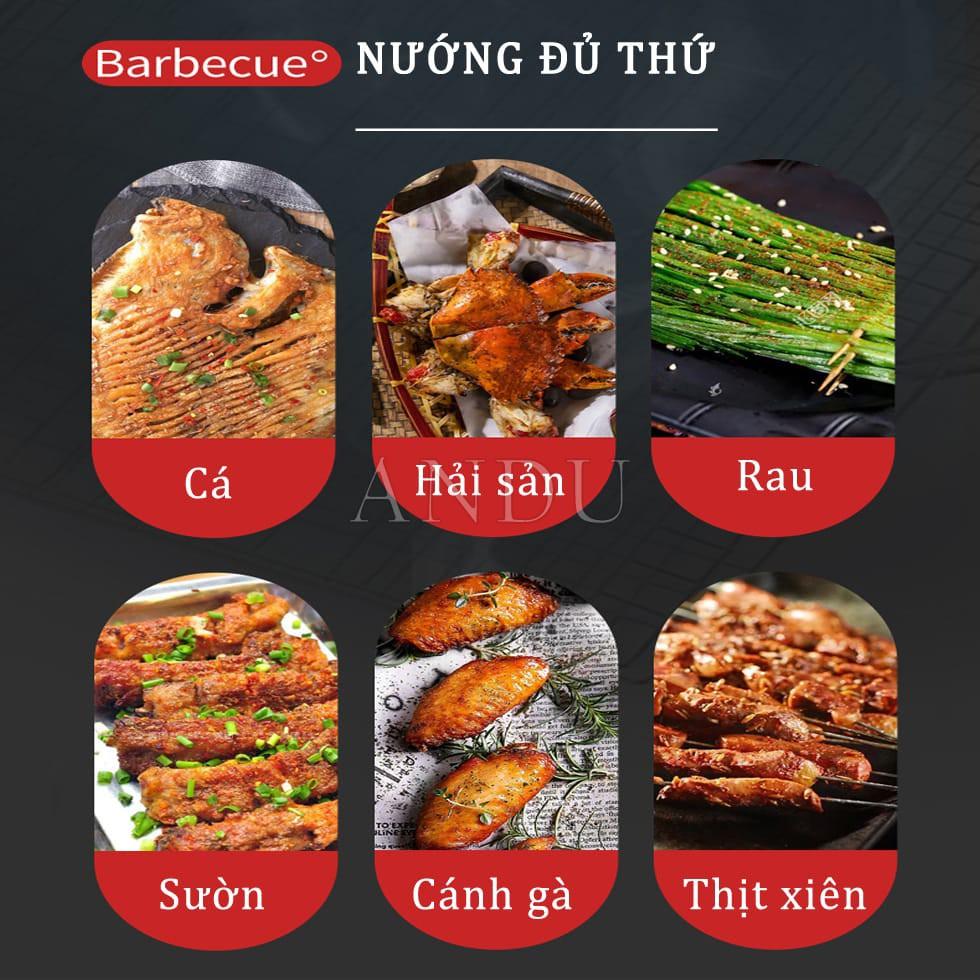 Bếp nướng điện không khói BBQ có khay đựng dầu mỡ, Bếp nướng mini tháo lắp dễ dàng, an toàn, tiện lợi