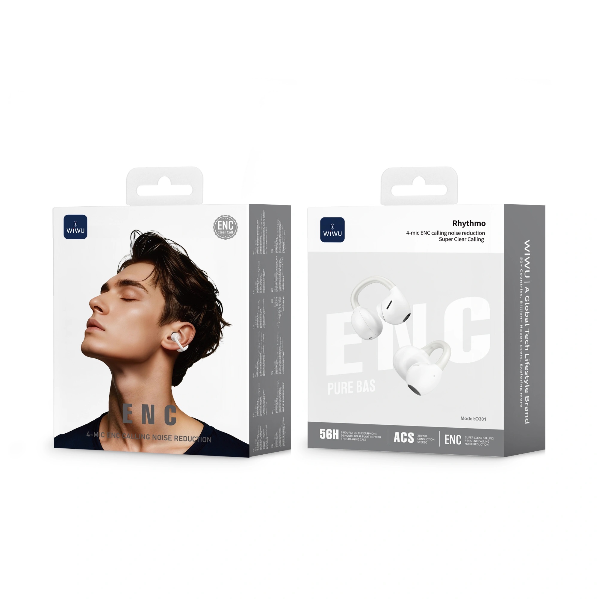 Tai nghe thể thao Open-Ear bluetooth 6.0 WIWU OpenBuds O301 Open-Ear - Âm Thanh 360° Driver 11mm - 4 Mic ENC - Pin 56 Giờ - Chống Lọt Âm DS3.0 - Chống Nước IPX5 - Hàng nhập khẩu