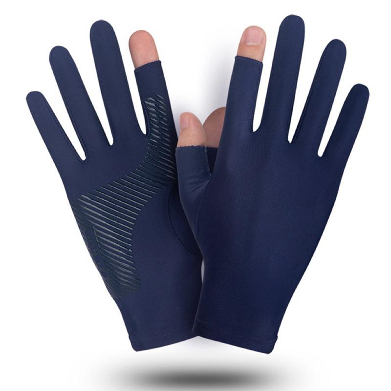 Ice Silk không trượt Găng tay câu cá thể thao ngoài trời Touch Màn hình chống UV Găng tay xe máy Găng tay đua xe máy bảo vệ UV. Color: black 1 Size: L