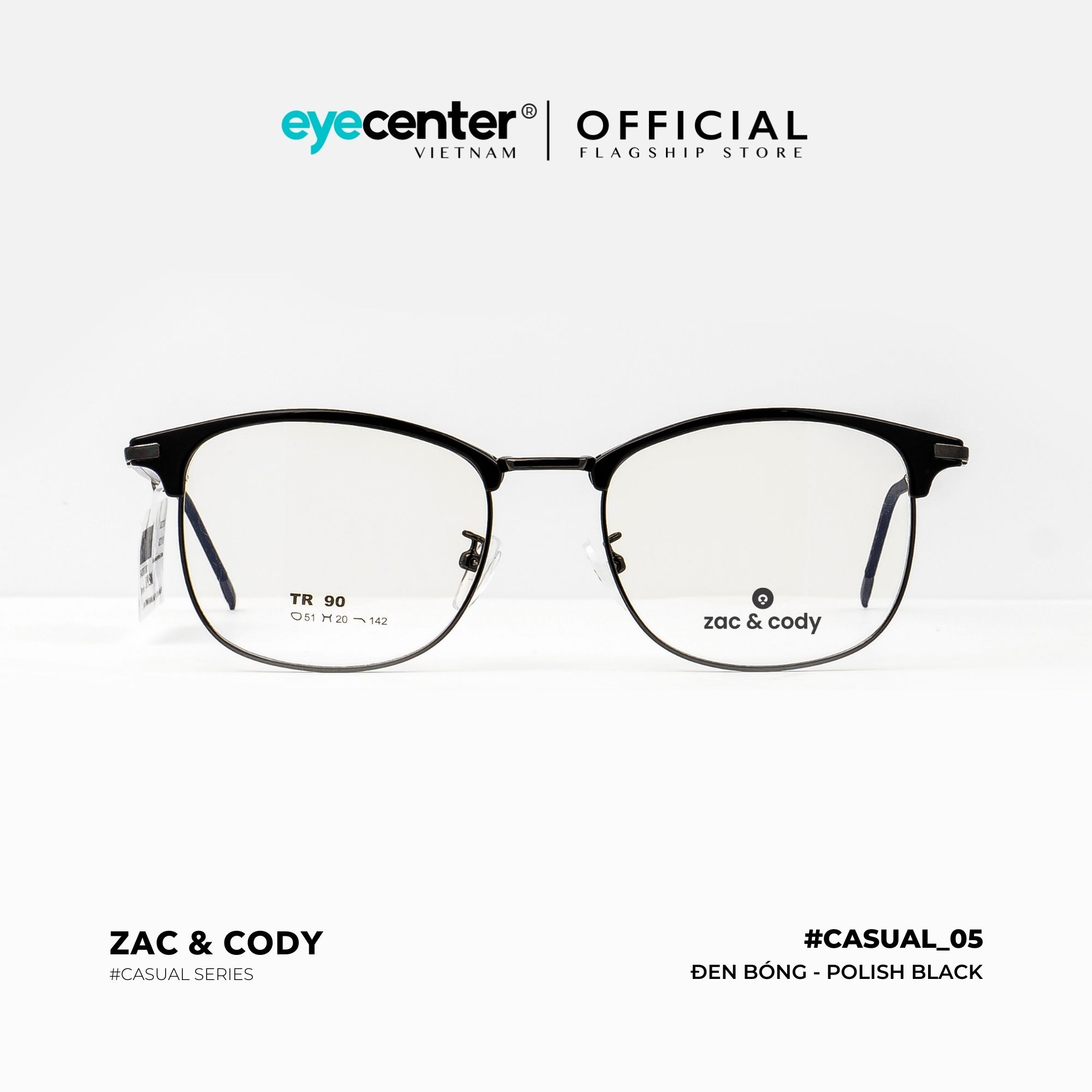 Gọng kính cận nam nữ chính hãng C05-S by ZAC CODY nhựa phối kim loại chống gỉ nhập khẩu by Eye Center Vietnam