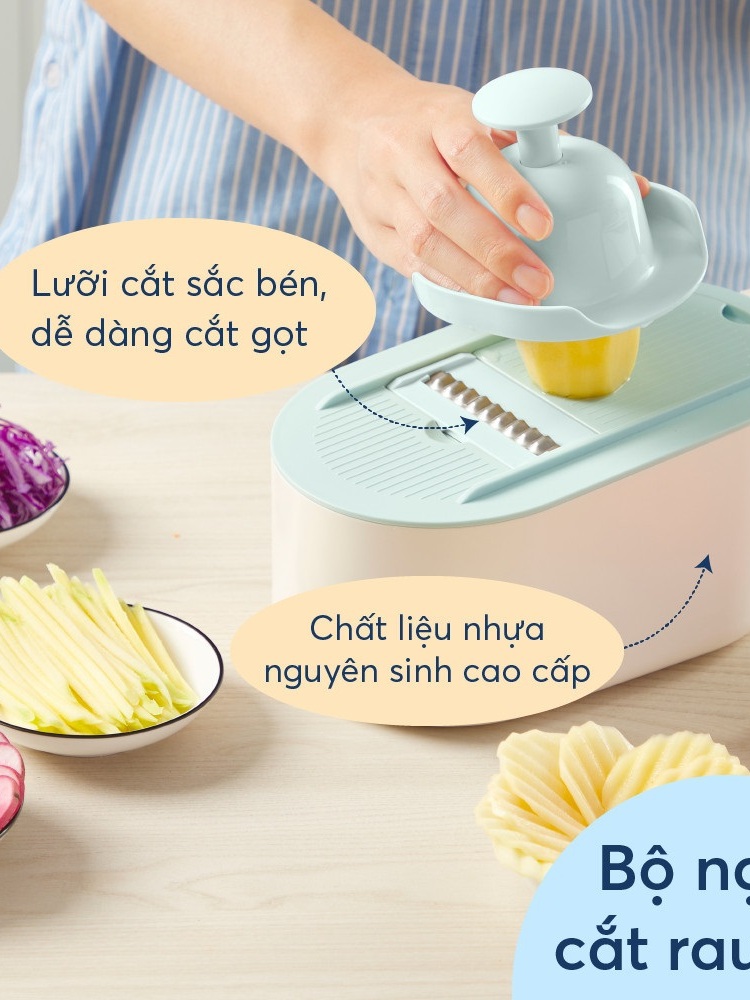 Bộ Nạo Cắt Rau Củ Quả Đa Năng YOKO Có Nhiều Lưỡi Thay Thế - Hàng chính hãng Inochi ( Tặng kèm khăn lau PaKaSa)