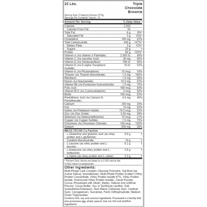 Sữa tăng cân Mass Tech Extreme 2000 22lbs (10kg) - Hàng chính hãng Muscletech USA