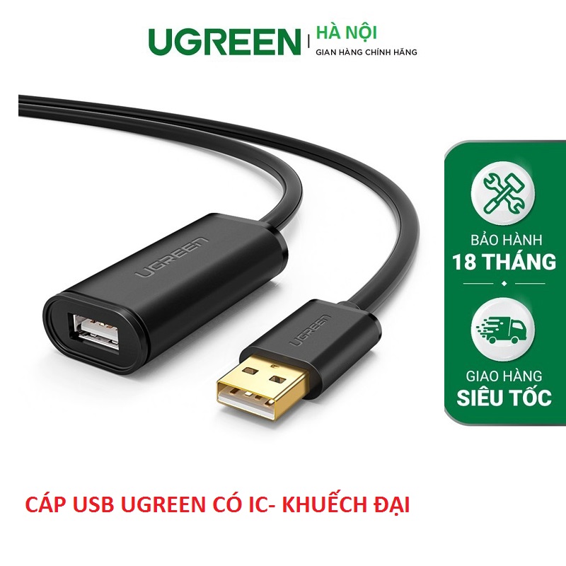 Hình ảnh Cáp Nối Dài USB 2.0 5M Ugreen 10319 Có Chip Khuếch Đại Cao Cấp hàng chính hãng