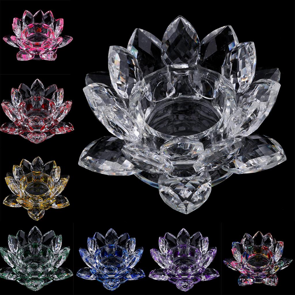 WHITE CRYSTAL LOTUS FLOWERS ORNAMENT WITH GIFT BOX CRAFT HOME DECORS 12CM