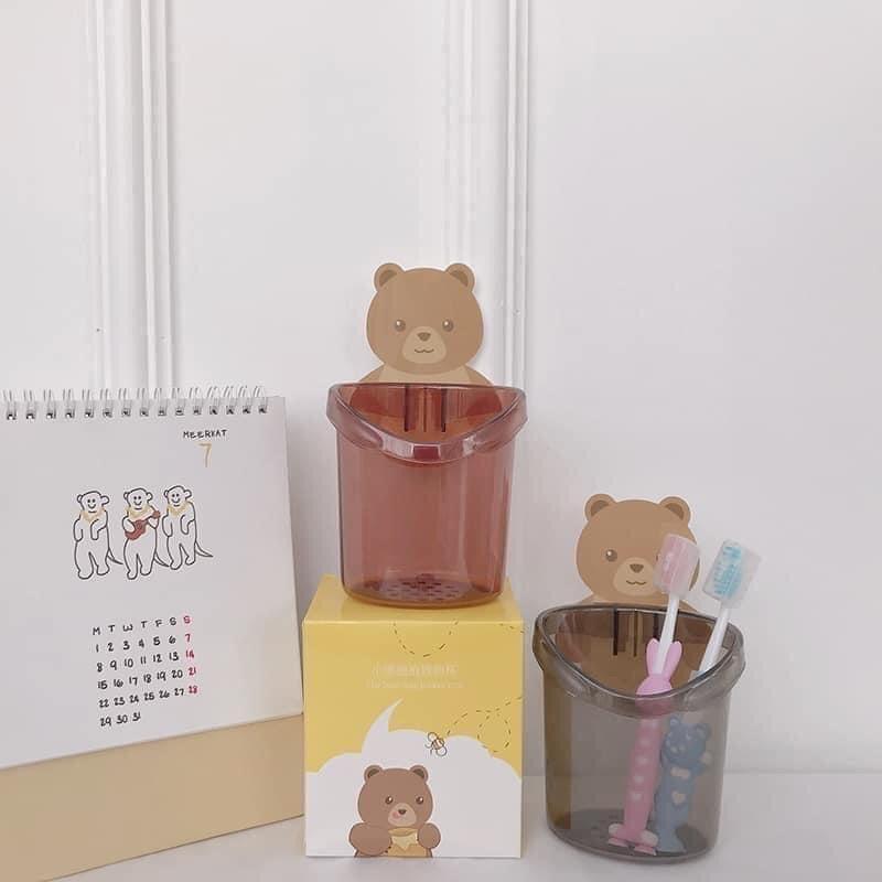 Set 2 Cốc gấu đựng bàn chải kem đánh răng