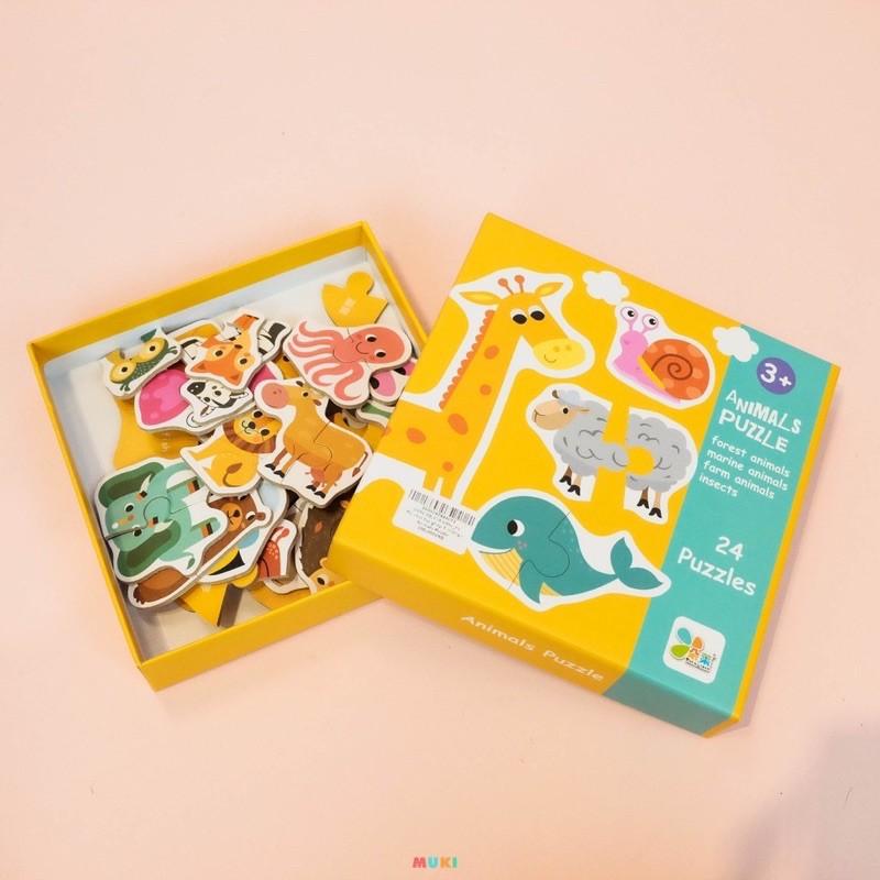 Đồ Chơi An Toàn - Ghép Hình, Xếp hình puzzle 2 mảnh gỗ đồ chơi thông minh cho bé yêu