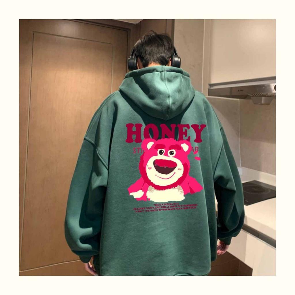 ÁO KHOÁC HOODIE GẤU DÂUHONEY HO CÓ NHIỀU MÀU CHO KHÁCH HÀNG THA HỒ LỰA CHỌN-ÁO NỈ HOODIE HÌNH GẤU VÀ CHỮ HONEY IN RÕ NÉT