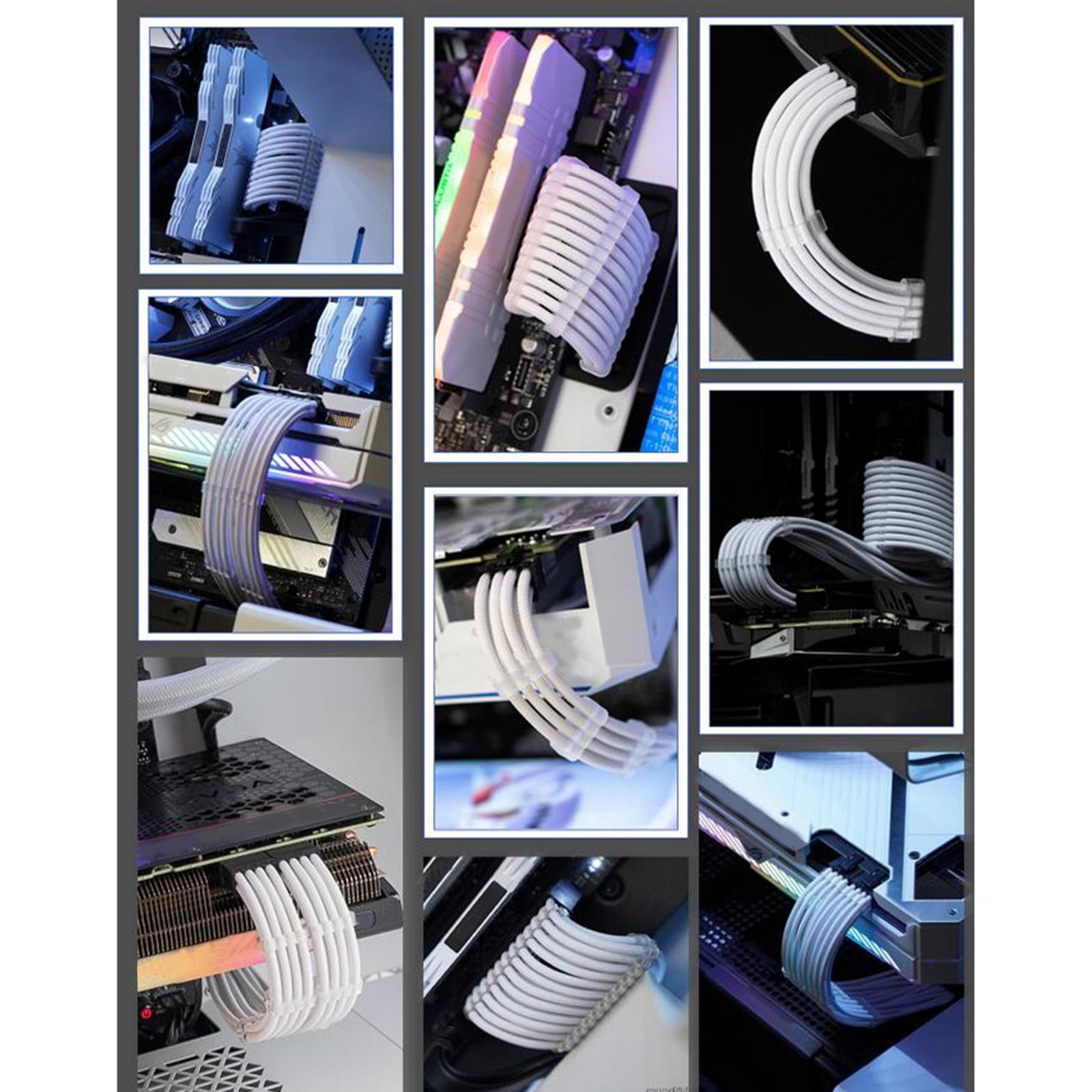 Sleeved Cable 30cm Extension 24Pin PVC White for Supply Case