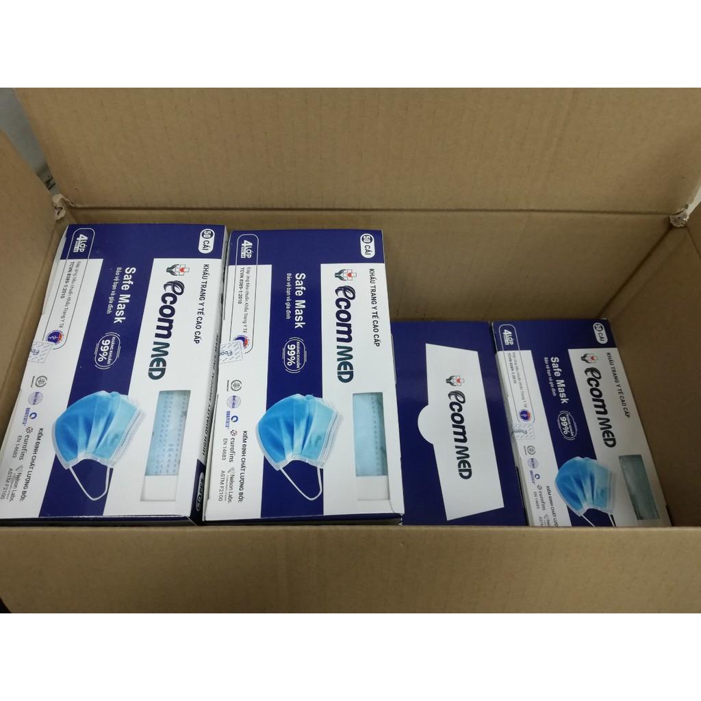 Thùng 12 Hộp Khẩu Trang Y Tế EcomMed 4 Lớp Kháng Khuẩn 99%