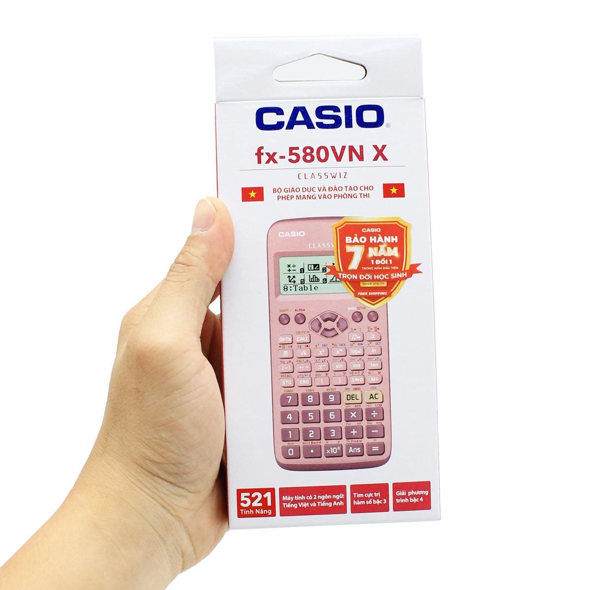 Máy Tính Casio FX 580VN X-PK - Màu Hồng - Tặng Kèm 3 Bút Gel G01 0.5 mm (2 Mực Tím + 1 Mực Xanh)