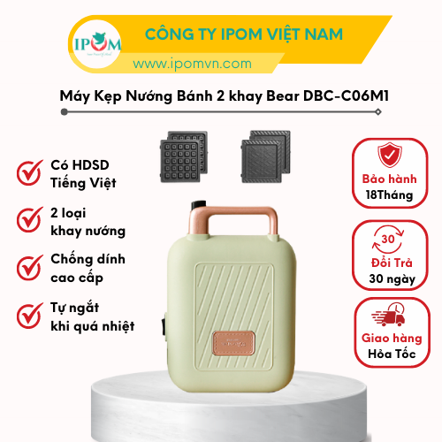 Máy Làm Bánh Waffle Nướng Bánh Đa Năng Bear Nướng Bánh Sandwich, Waffle Rán Trứng Xúc Xích DBC-C06M1 - Hàng Chính Hãng Bảo hành 18 Tháng