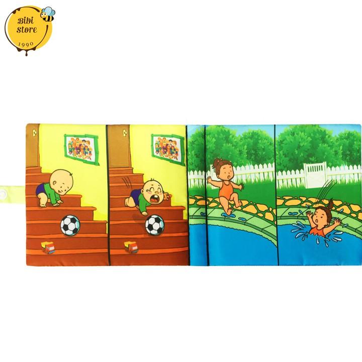Sách vải cho bé chủ đề Cảnh báo Ngã cảnh báo cho bé biết các tình huống dễ làm bé bị ngã