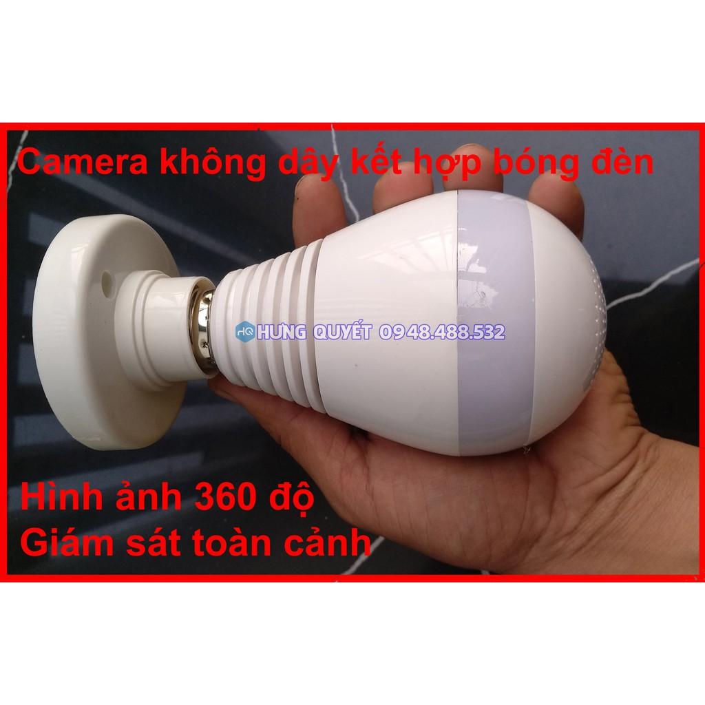 Camera Wifi IP không dây kết hợp Bóng điện quan sát toàn cảnh 360° V380 Pro