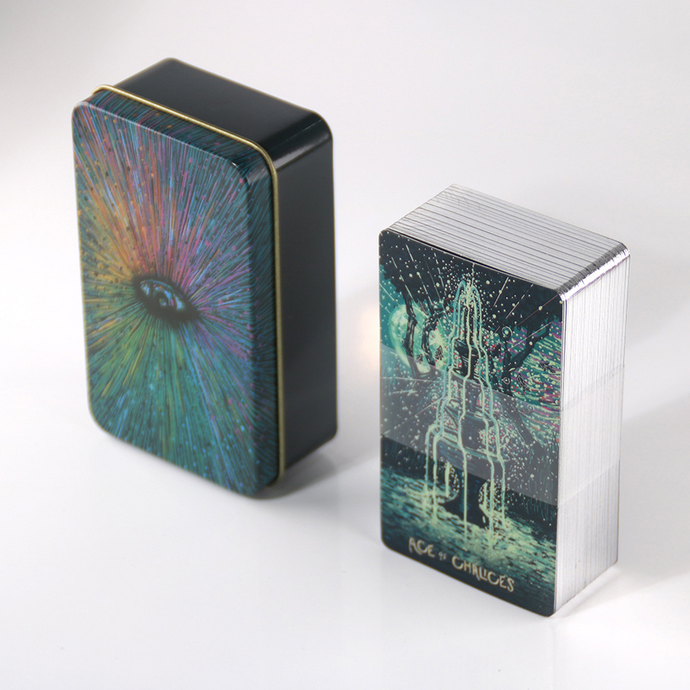 Bộ Bài Prisma Vision Tarot Hộp Thiếc Mạ Cạnh Bạc 78 Lá