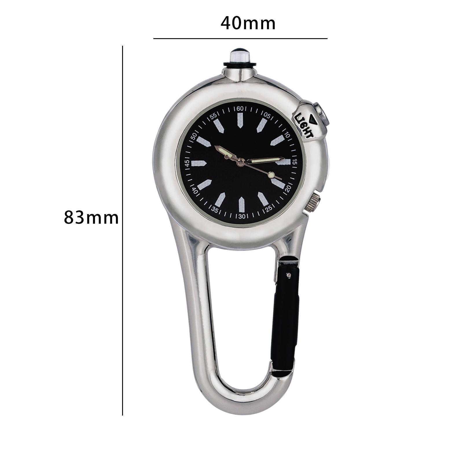 Portable Carabiner Pocket Watch Men Women Watch Luminous with Light Climbing Watch for Outdoor Activities Camping Home Hiking Gear