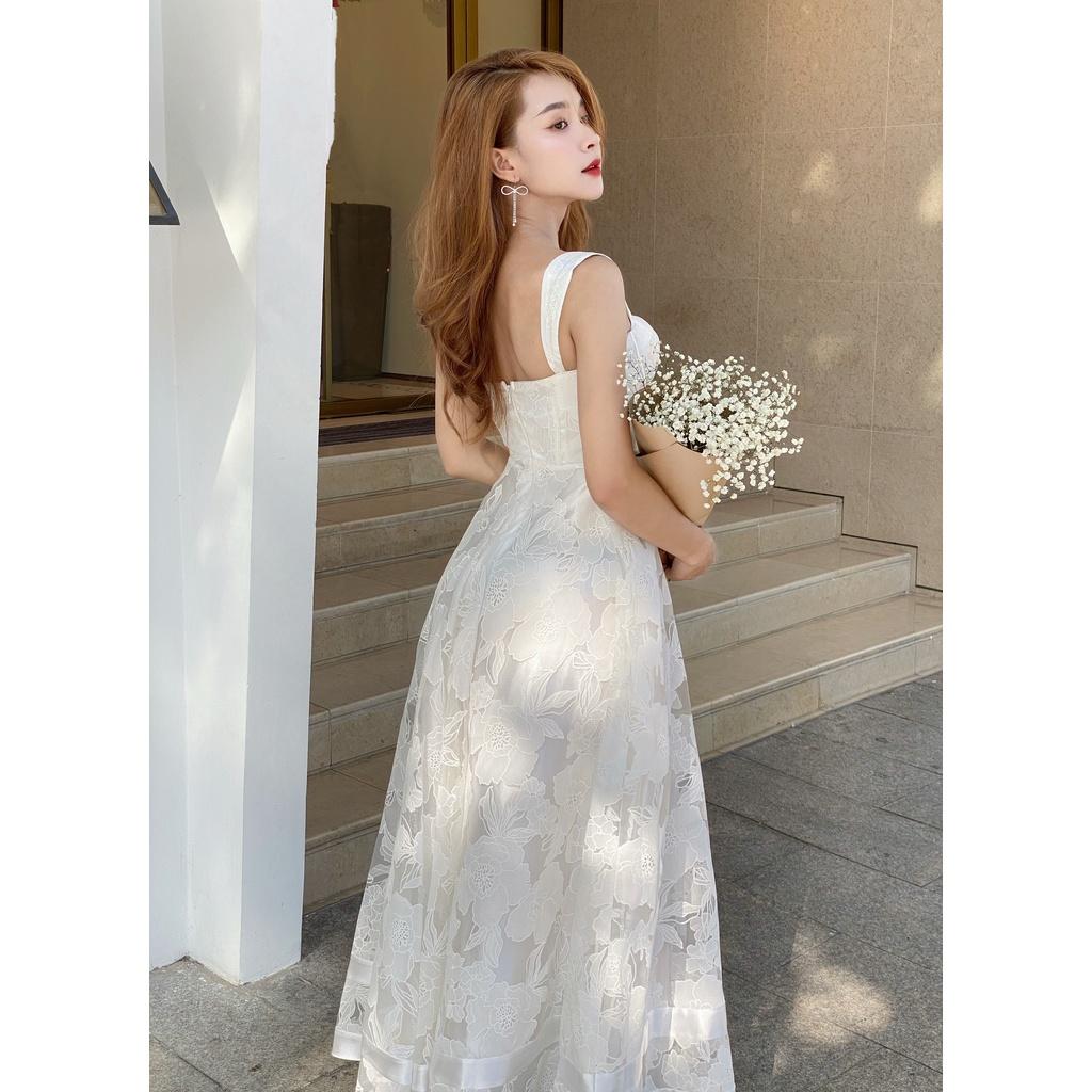 STORY Đầm Ariel dự tiệc hai dây cup ngực hoa văn tùng xoè quyến rũ thanh lịch Story.clothes