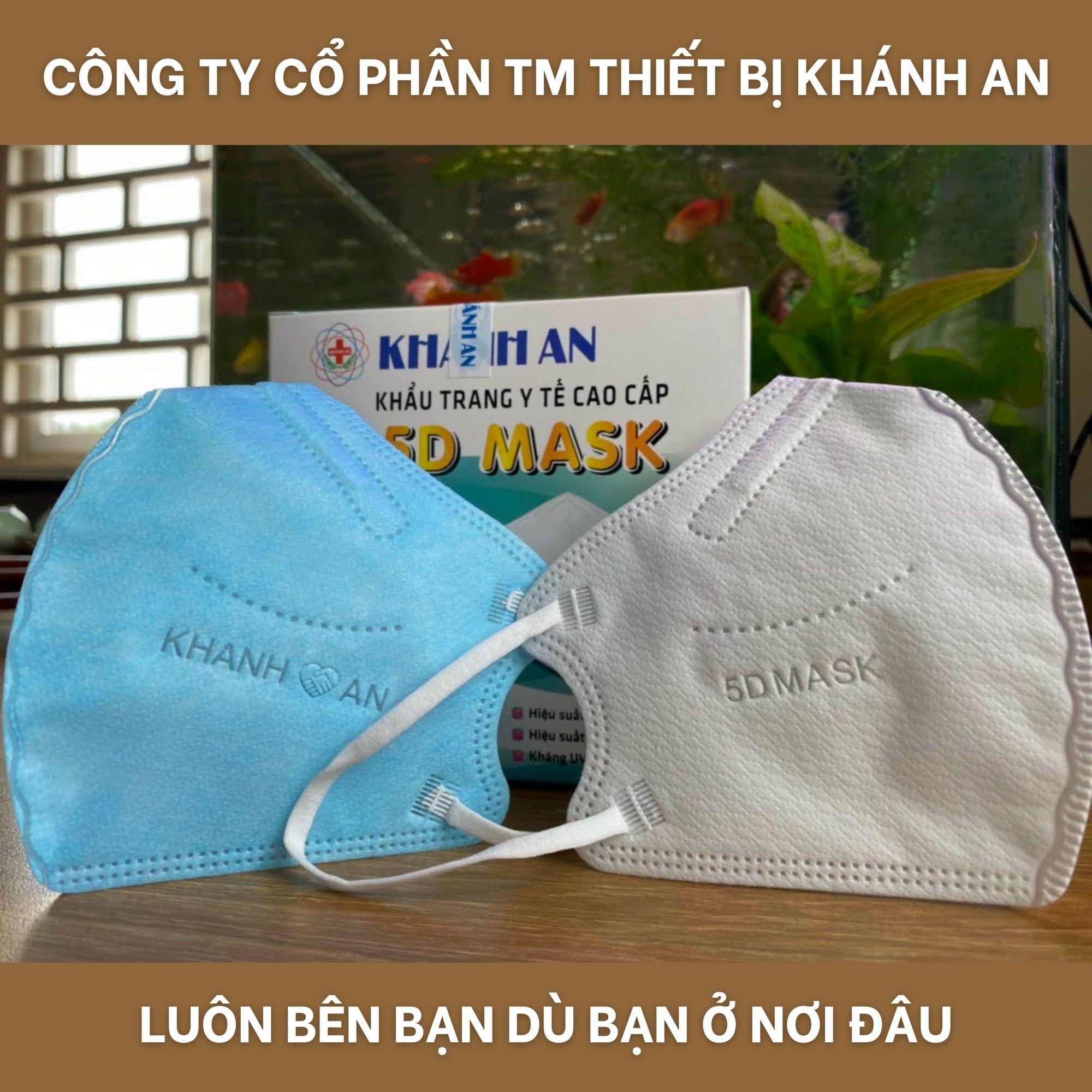 Khẩu trang y tế 5D MASK 4 lớp Khánh An cao cấp ngăn bụi vi khuẩn ngăn UV 95 đến 99% - XANH