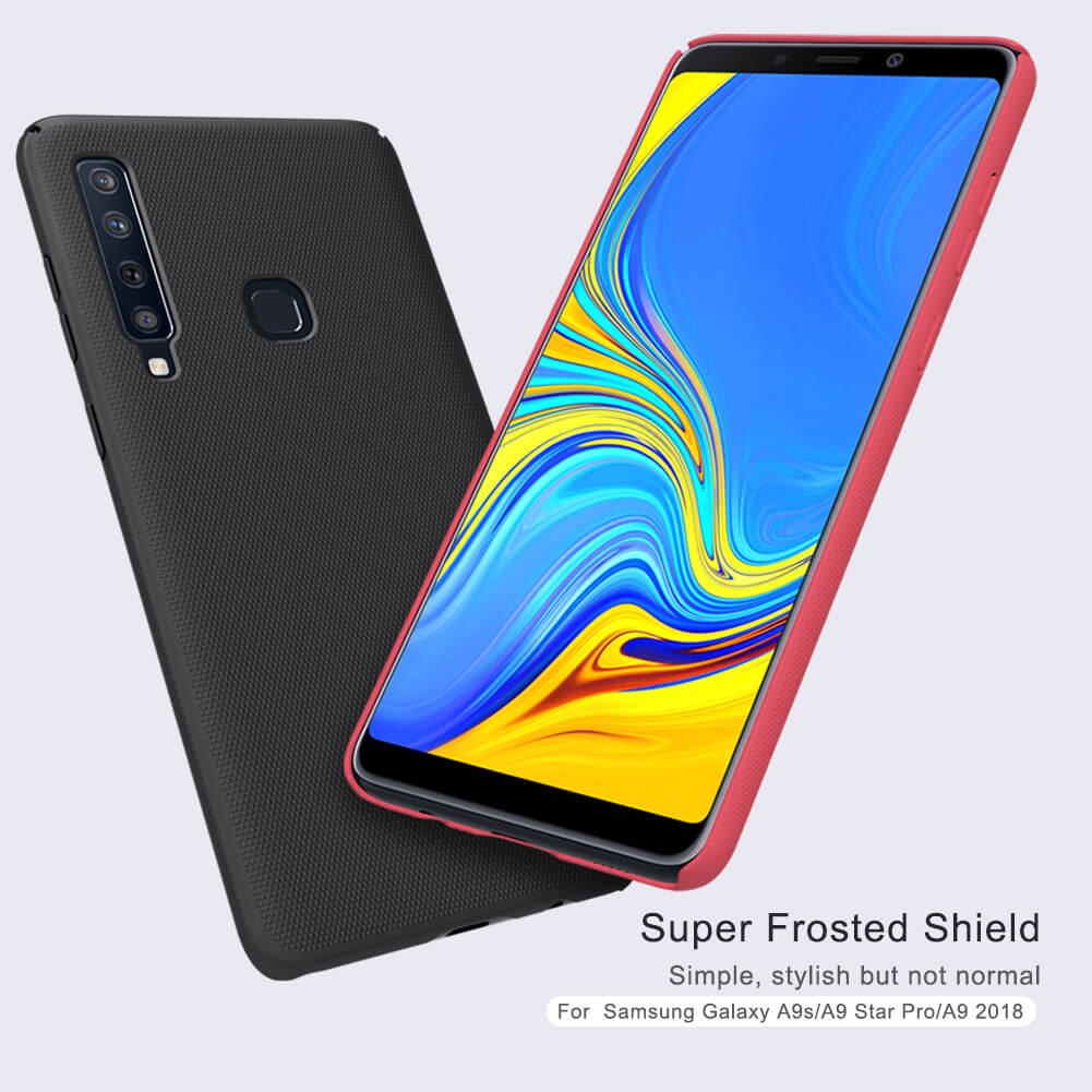 Ốp Lưng Sần chống sốc cho Samsung Galaxy A9 2018 / A9S / A9 Star Pro hiệu Nillkin Super Frosted Shield đính kèm giá đỡ - hàng nhập khẩu