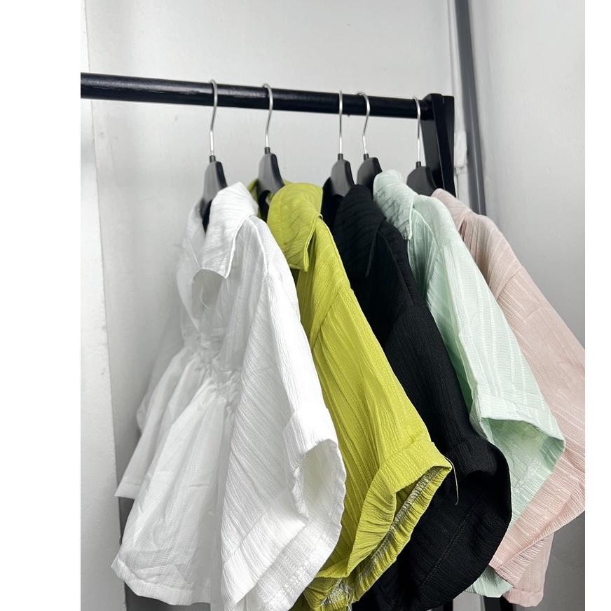 Áo sơ mi croptop nữ chất đũi có lót trong màu pastel dễ phối đồ - AO062