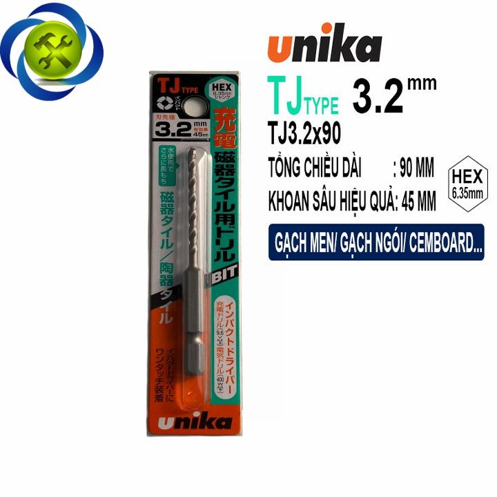 Mũi khoan gạch men 3.2mm Unika TJ 3.2x90 đuôi lục giác