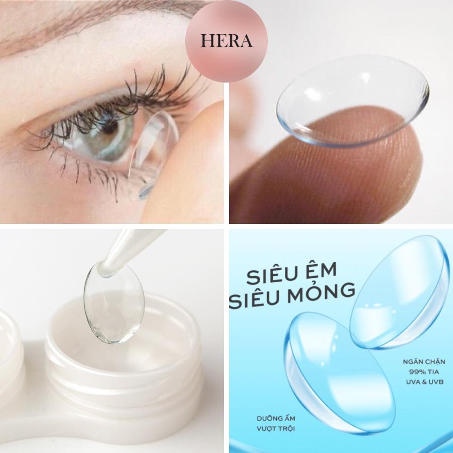 Lens Cận Trong Suốt 1 - 10 Độ Hera Lens Kính Áp Tròng Có Độ Hàn Quốc Dùng 6 Tháng Tặng Khay Lens