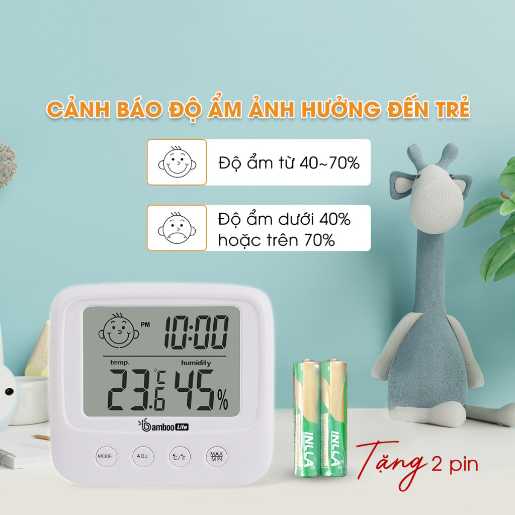 Nhiệt Kế Phòng Điện Tử Ẩm Kế 4 Trong 1 Đo Nhiệt Độ Và Độ Ẩm Báo Thời Gian Cảnh Báo Cảm Xúc Có Đèn Led Phòng Ngủ Cho Bé Đa Năng, Tiện Dụng