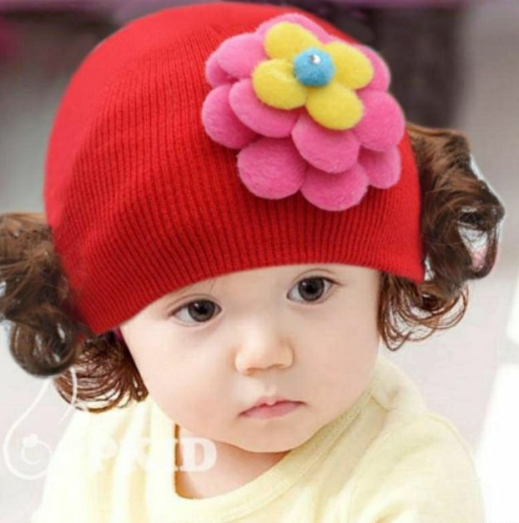 Mũ len nón len bé gái đáng yêu tóc giả xoăn xinh xắn dona22060501 ...