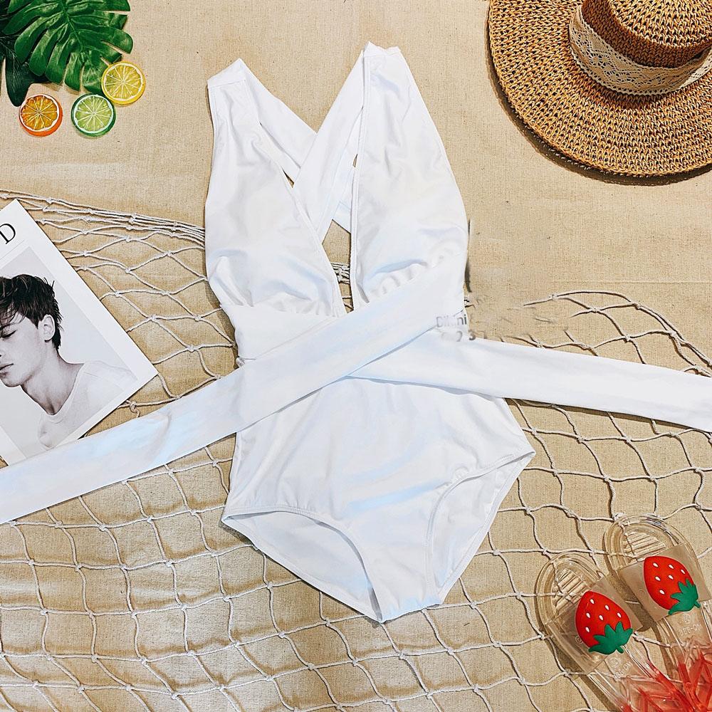 Đồ bơi nữ Bikini nữ 1 mảnh sexy liền thân xẻ ngực dây dài thun lạnh co dã 4 chiều đi bển đi bơi LM008