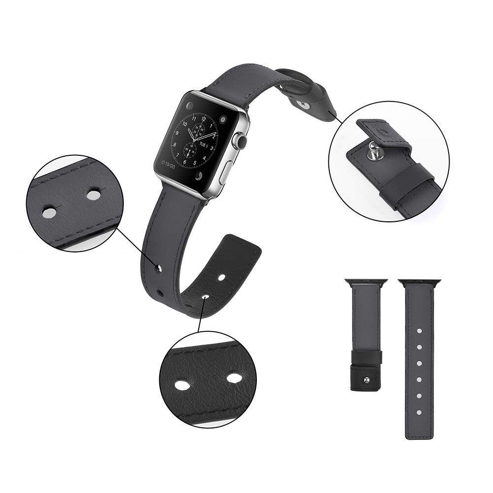 Dây đồng hồ Apple Watch, dây da Handmade 04 khóa thép không gỉ cho Apple Watch