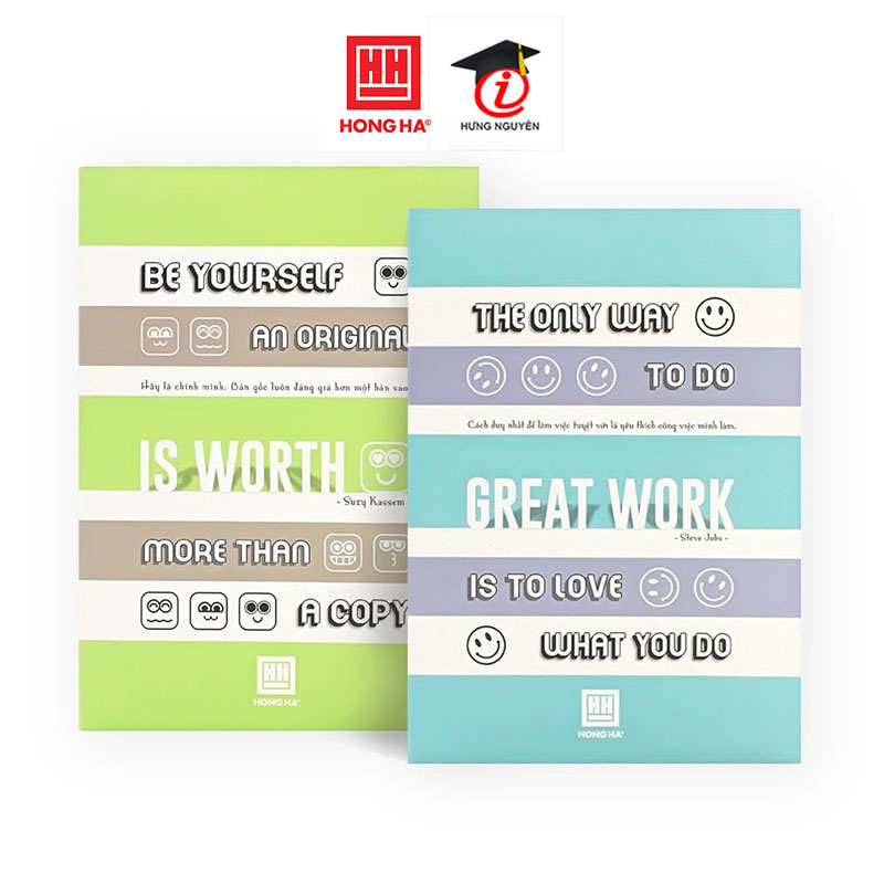 Vở kẻ ngang Hồng Hà 120 trang - Gáy ghim - Study Be Yourseft 1463 định lượng 70 gm2 độ sáng 90-92 ISO Khổ vở 180 x 252 mm (Giao bìa ngẫu nhiên)