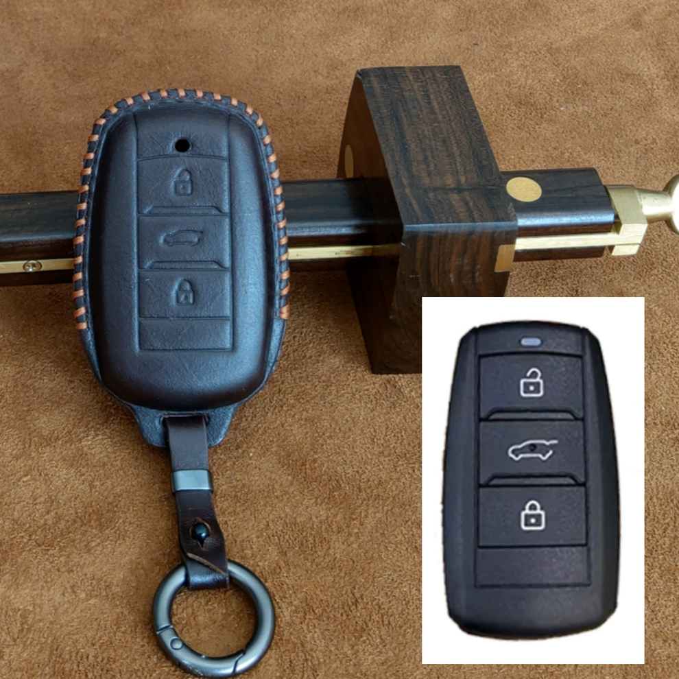 Bao da ép phom chìa khóa ô tô VF VF5 / Limo Green / MPV7/ Herio Green phối chỉ chữ X độc đáo - hàng chính hãng