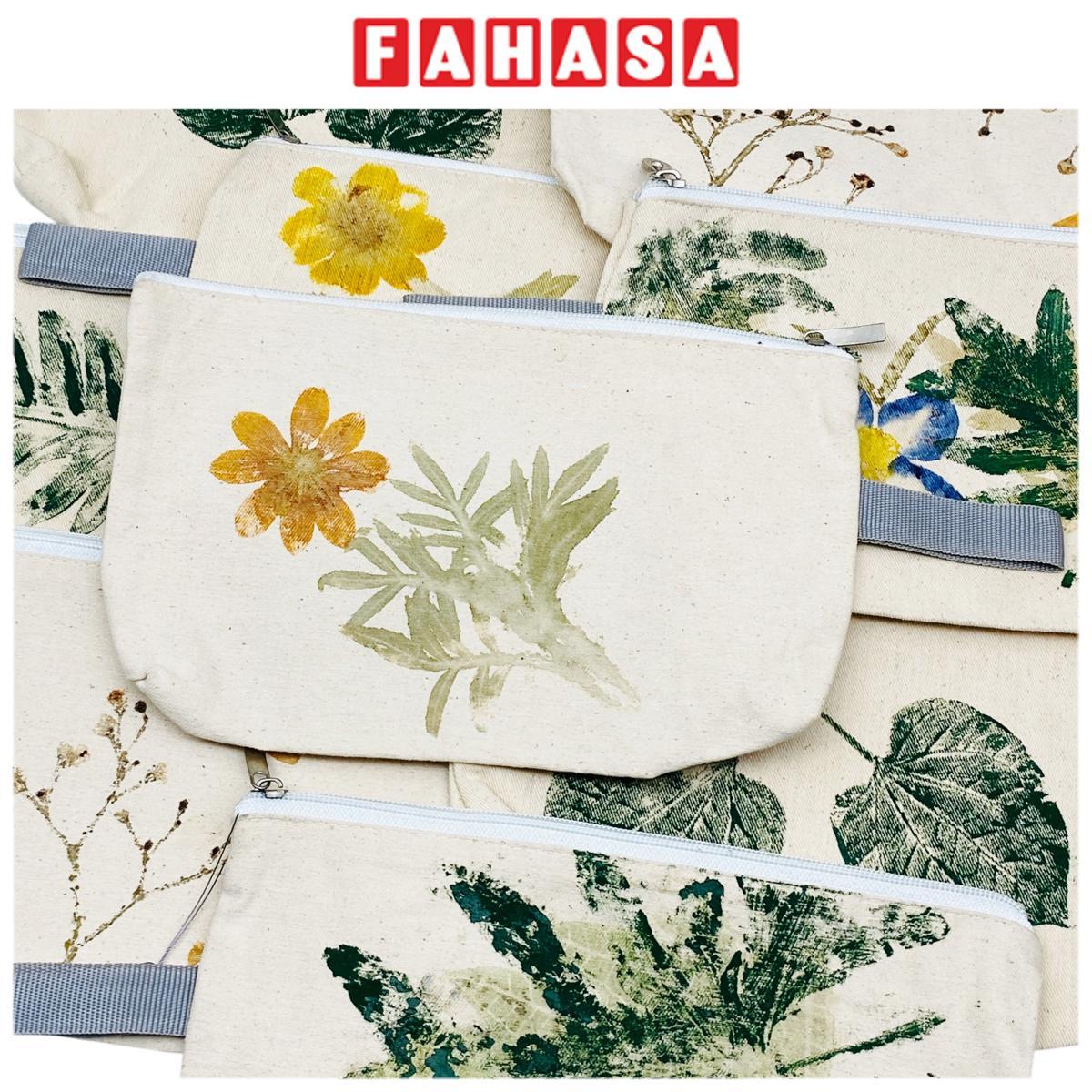 Túi Bút Vải Canvas In Hoa Lá Tươi - Saigon Zerowaste - Mẫu 4