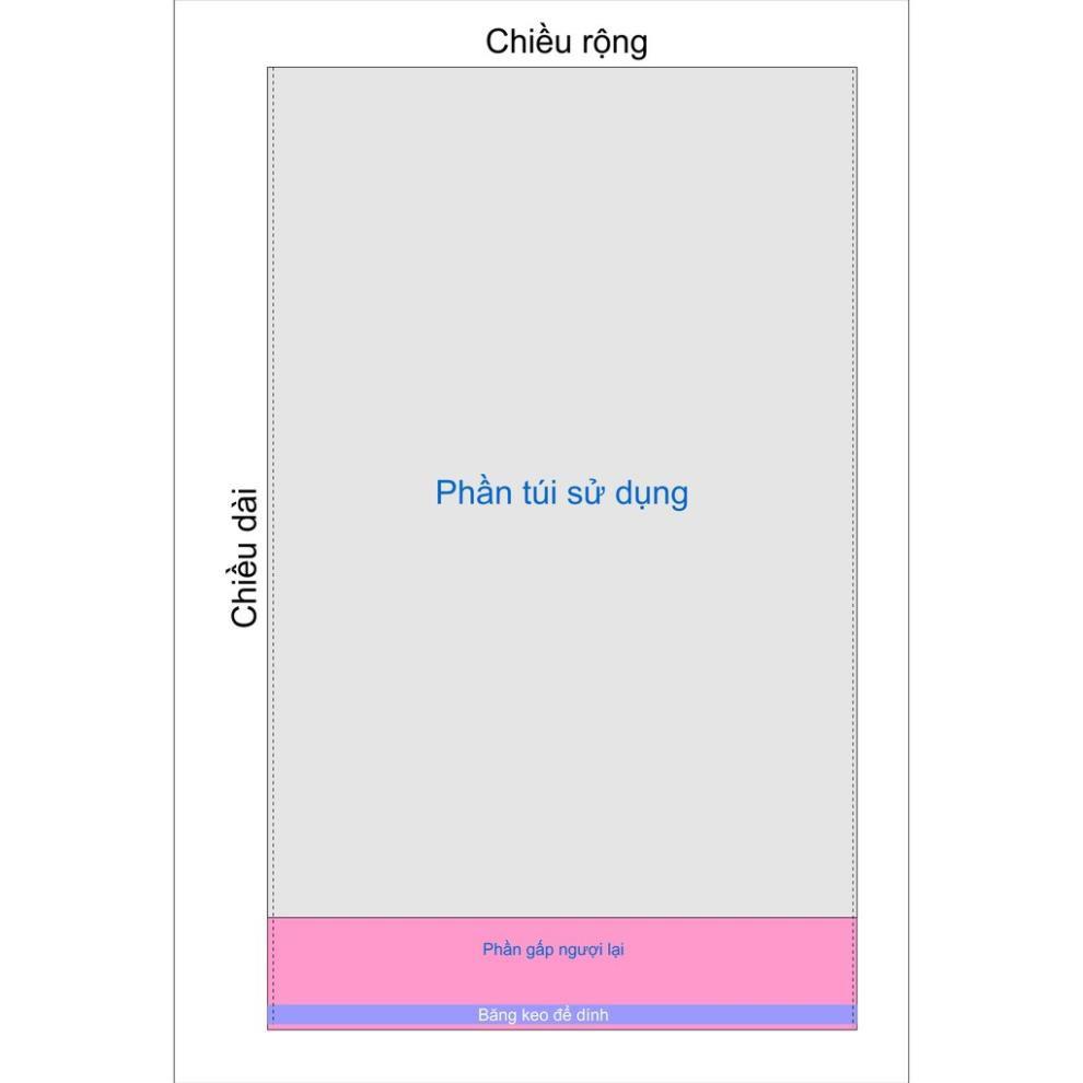 100 gr tui bóng kính siêu trong có dính mép size 11*20+4