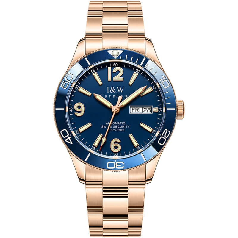 Đồng hồ nam chính hãng IW CARNIVAL IW534G-1 Kính sapphire ,chống xước ,Chống nước 50m ,Bảo hành 24 tháng,Máy cơ ,dây kim loại thép không gỉ 316L, mặt xanh thiết kế đơn giản dễ đeo