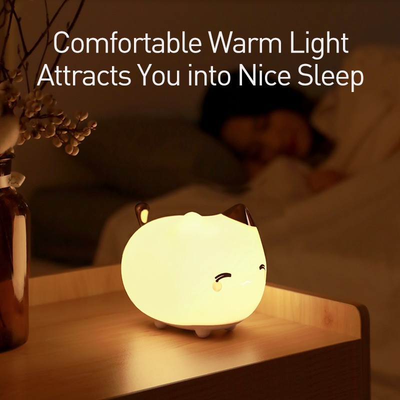 Đèn Ngủ Hình Thú Dễ Thương Cute Series Silicone Night Light Với Dung Lượng Pin 1100mah, Cảm Biến Sáng - Hàng Chính Hãng Baseus