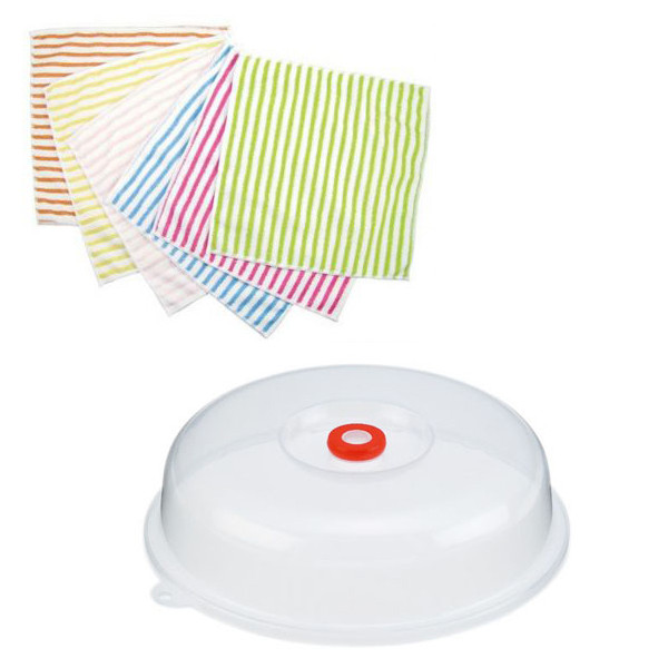 Combo Nắp đậy dùng cho lò vi sóng + Set 6 khăn lau đa năng nội địa Nhật Bản
