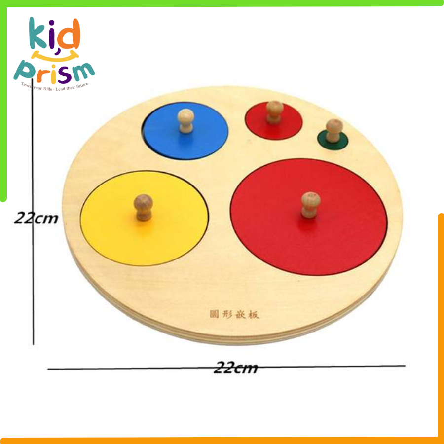 Bảng ghép Montessori hình tròn kích cỡ đa dạng bằng gỗ giúp bé phát triển trí não (Giáo cụ Montessori)