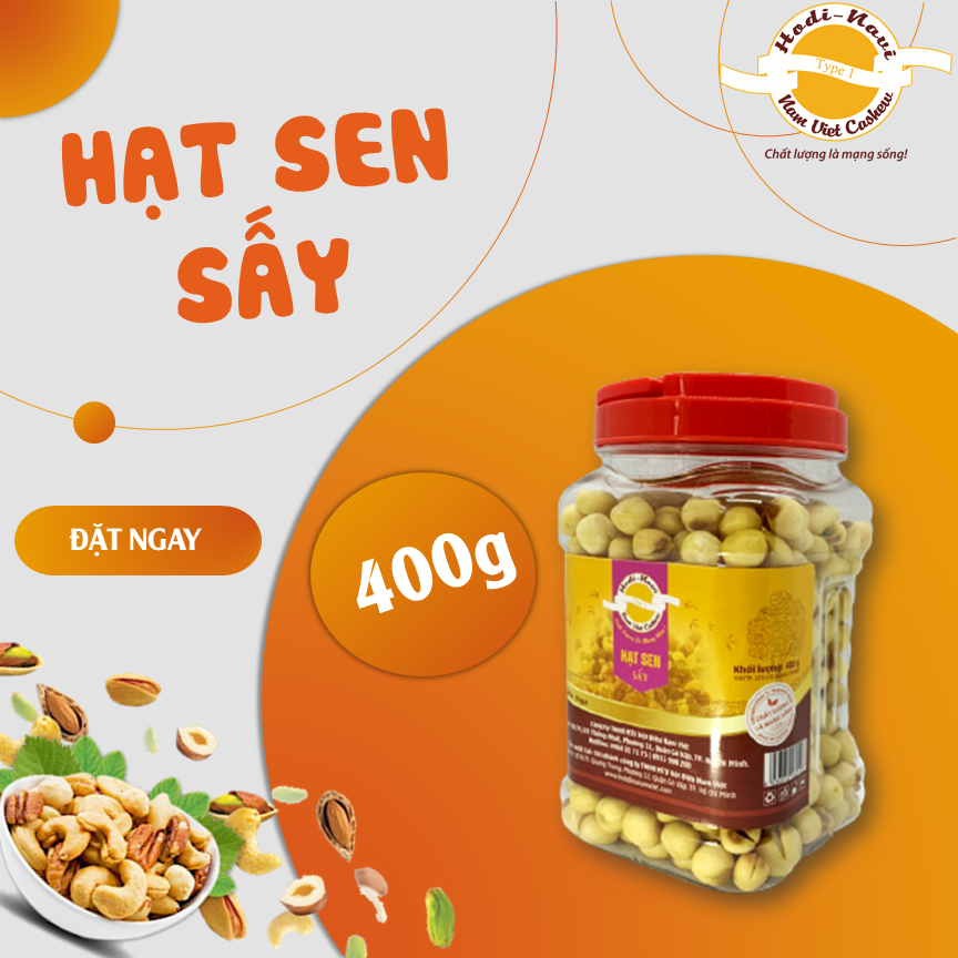 Hạt sen sấy giòn Hodi- NaVi hũ quai xách 400g