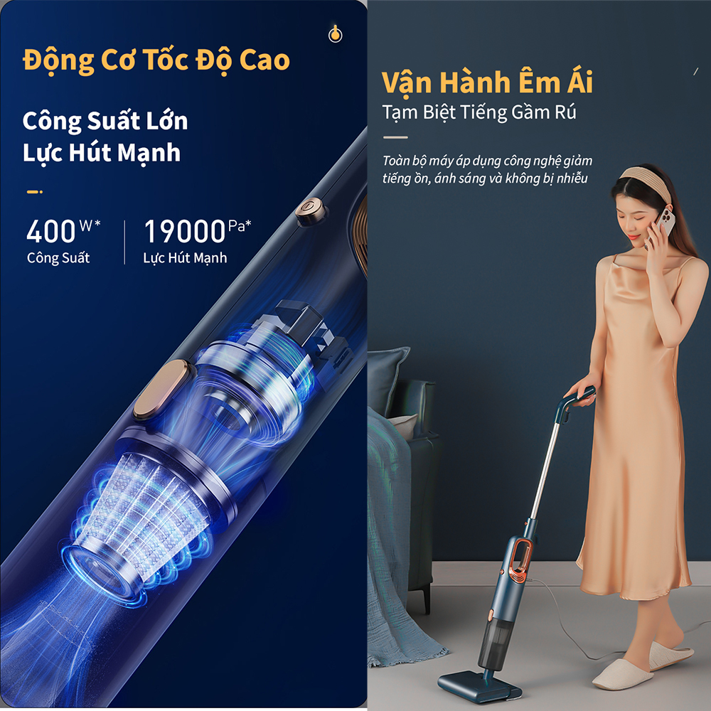 Máy hút bụi và lau sàn 2 trong 1 Tsuki TS-LF20 sử dụng công nghệ HEPA lọc sạch bụi mịn - Hàng chính hãng